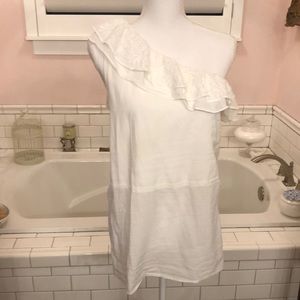 Banana republic Mexican embroidered ruffled off shoulder tunic blouse size M